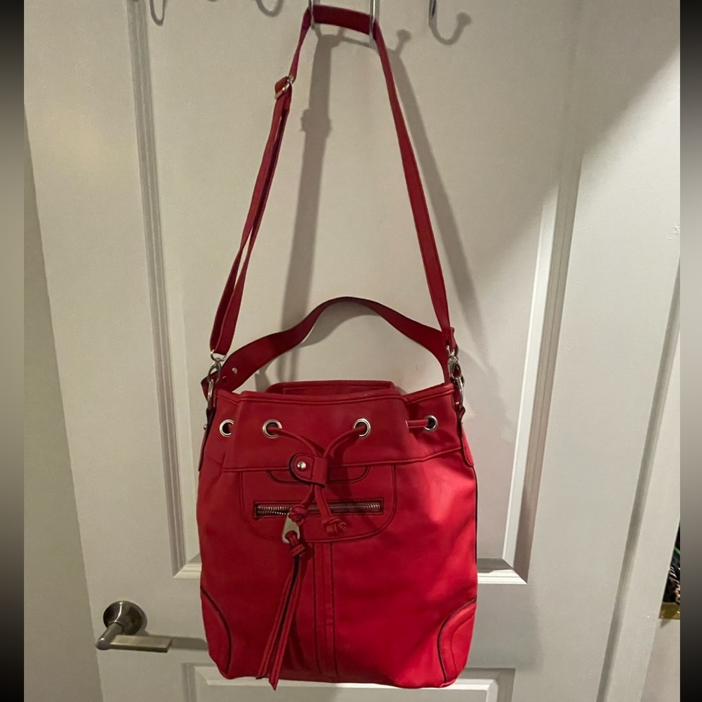Stylish Tomato Red, Quick Pull Drawstring, Bucket… - image 2